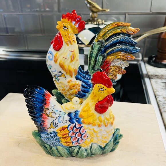 Vintage Fitz & Floyd Rooster and hen napkin holder - Picture 8 of 13